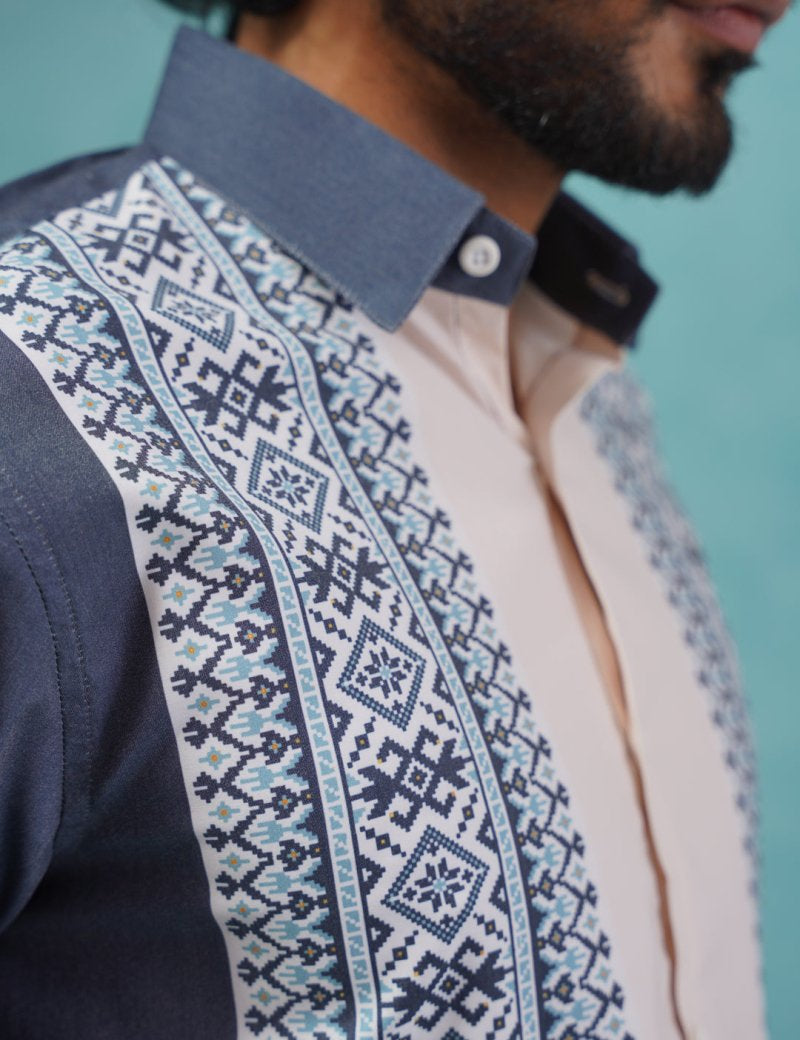 Printed Half Sleeve Lycra Shirt for Men - SF_916Charcoal_S