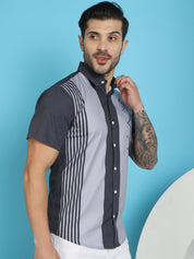 Printed Half Sleeve Lycra Shirt for Men - SF_916Grey_S