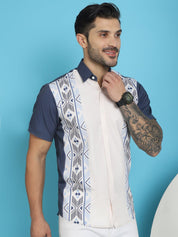 Printed Half Sleeve Lycra Shirt for Men - SF_916White_S