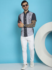 Printed Half Sleeve Lycra Shirt for Men - SF_916Grey_S