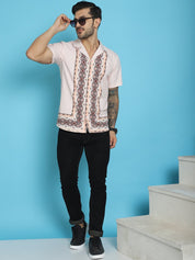Printed Half Sleeve Lycra Shirt for Men - SF_919Pink_S