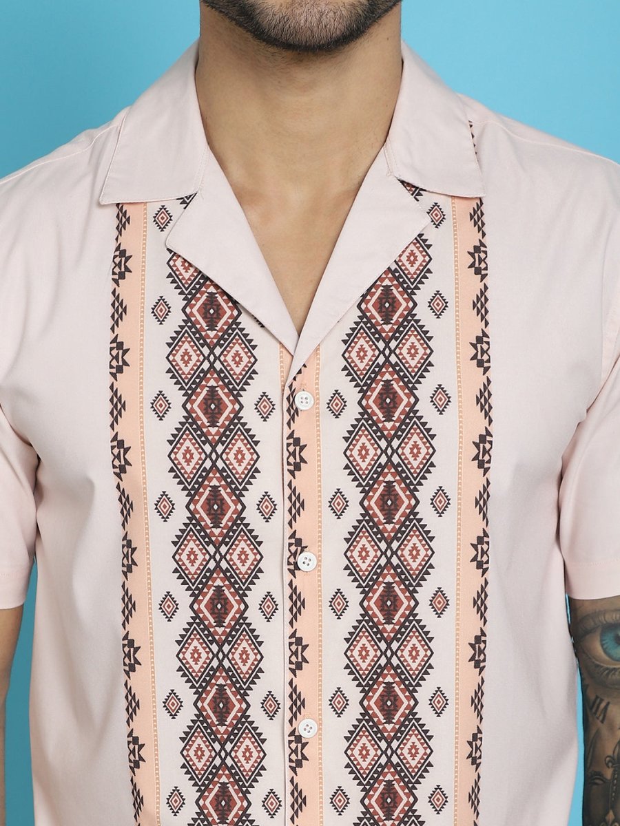 Printed Half Sleeve Lycra Shirt for Men - SF_919Pink_S