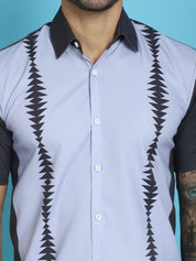 Printed Half Sleeve Lycra Shirt for Men - SF_916Sky_S