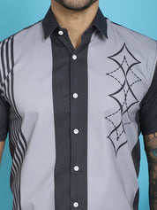 Printed Half Sleeve Lycra Shirt for Men - SF_916Grey_S