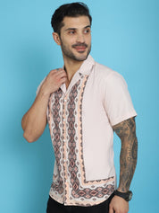Printed Half Sleeve Lycra Shirt for Men - SF_919Pink_S