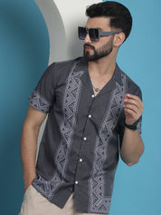 Printed Half Sleeve Lycra Shirt for Men - SF_919Grey_S