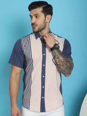 Printed Half Sleeve Lycra Shirt for Men - SF_916Cream_S