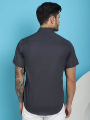 Printed Half Sleeve Lycra Shirt for Men - SF_916Grey_S
