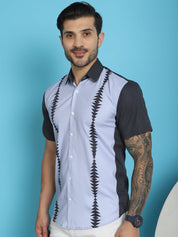 Printed Half Sleeve Lycra Shirt for Men - SF_916Sky_S