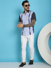 Printed Half Sleeve Lycra Shirt for Men - SF_916Sky_S