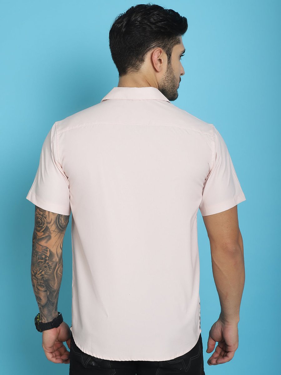 Printed Half Sleeve Lycra Shirt for Men - SF_919Pink_S
