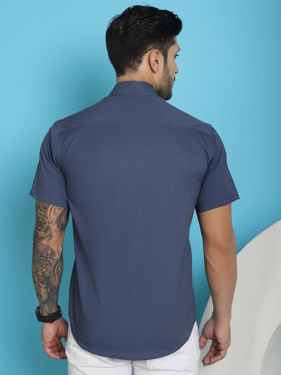 Printed Half Sleeve Lycra Shirt for Men - SF_916Cream_S