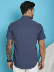 Printed Half Sleeve Lycra Shirt for Men - SF_916Cream_S