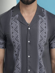 Printed Half Sleeve Lycra Shirt for Men - SF_919Grey_S