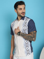 Printed Half Sleeve Lycra Shirt for Men - SF_916White_S
