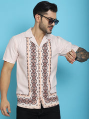Printed Half Sleeve Lycra Shirt for Men - SF_919Pink_S