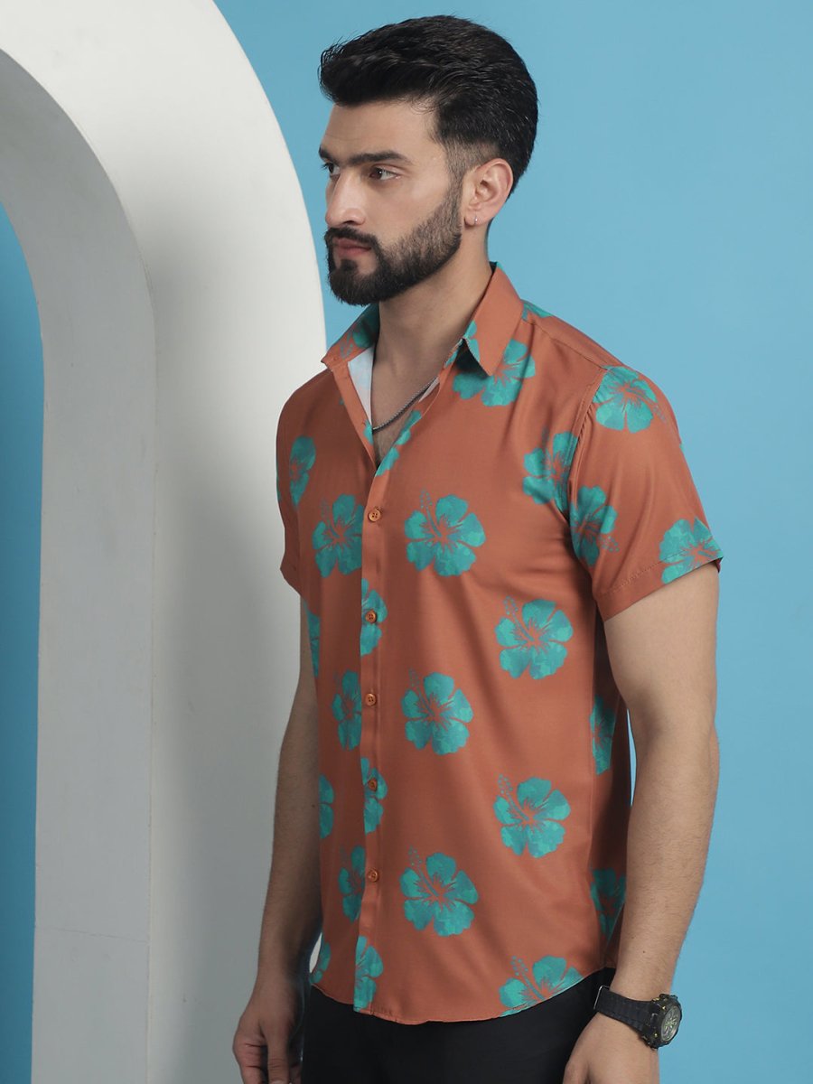 Printed Party Shirt for Men - SF_934Rust_S