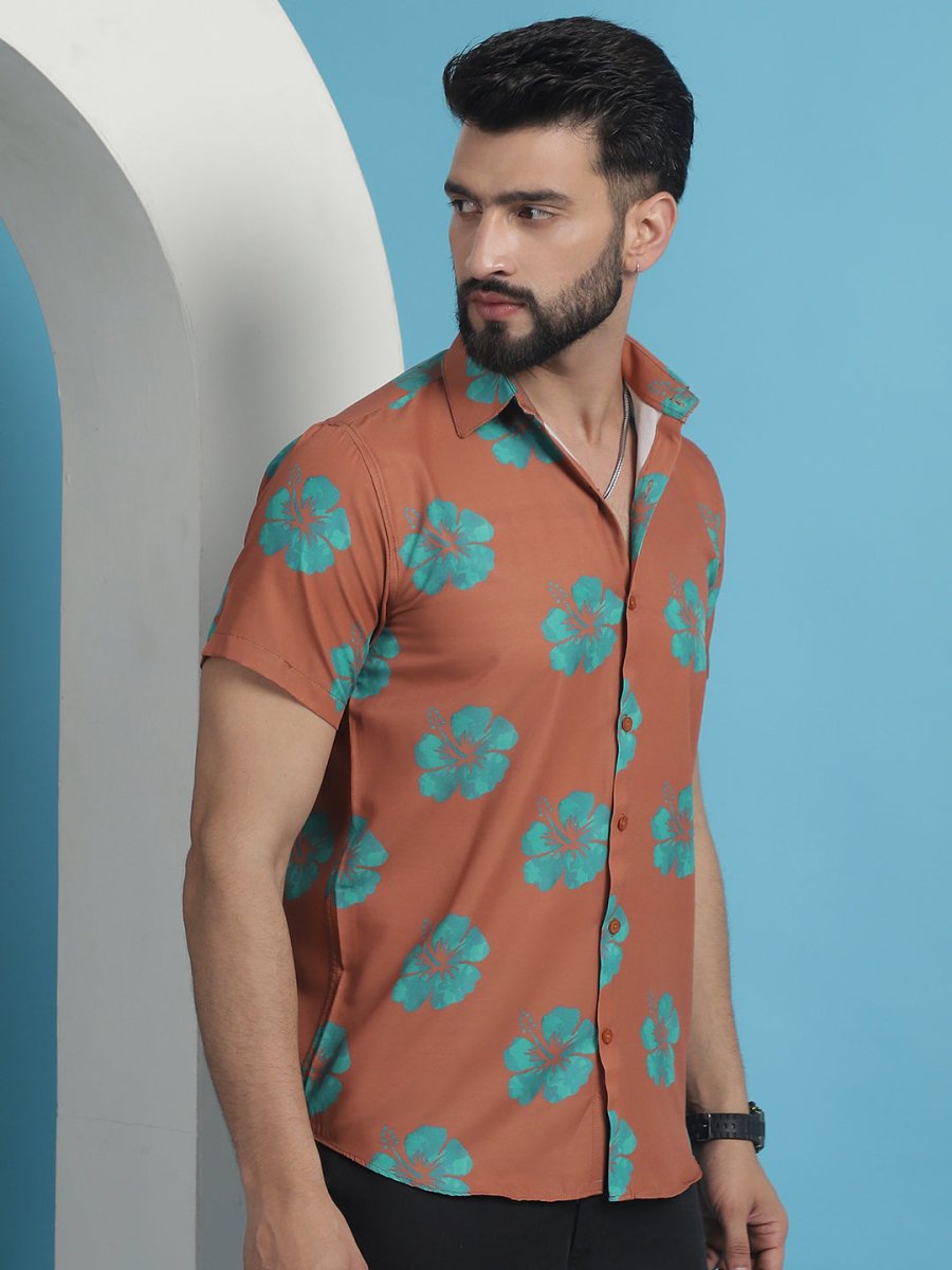 Printed Party Shirt for Men - SF_934Rust_S