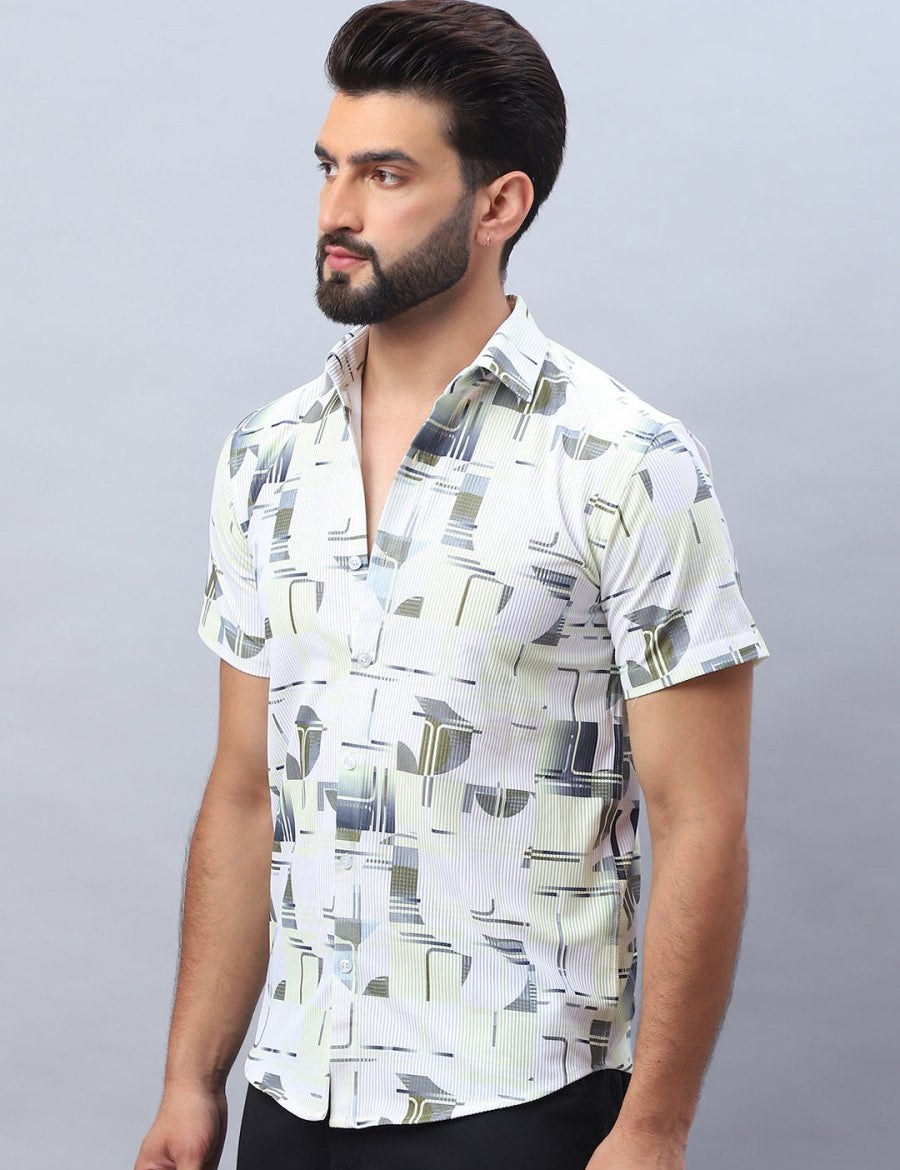 Printed Party Shirt for Men - SF_981Lime_S