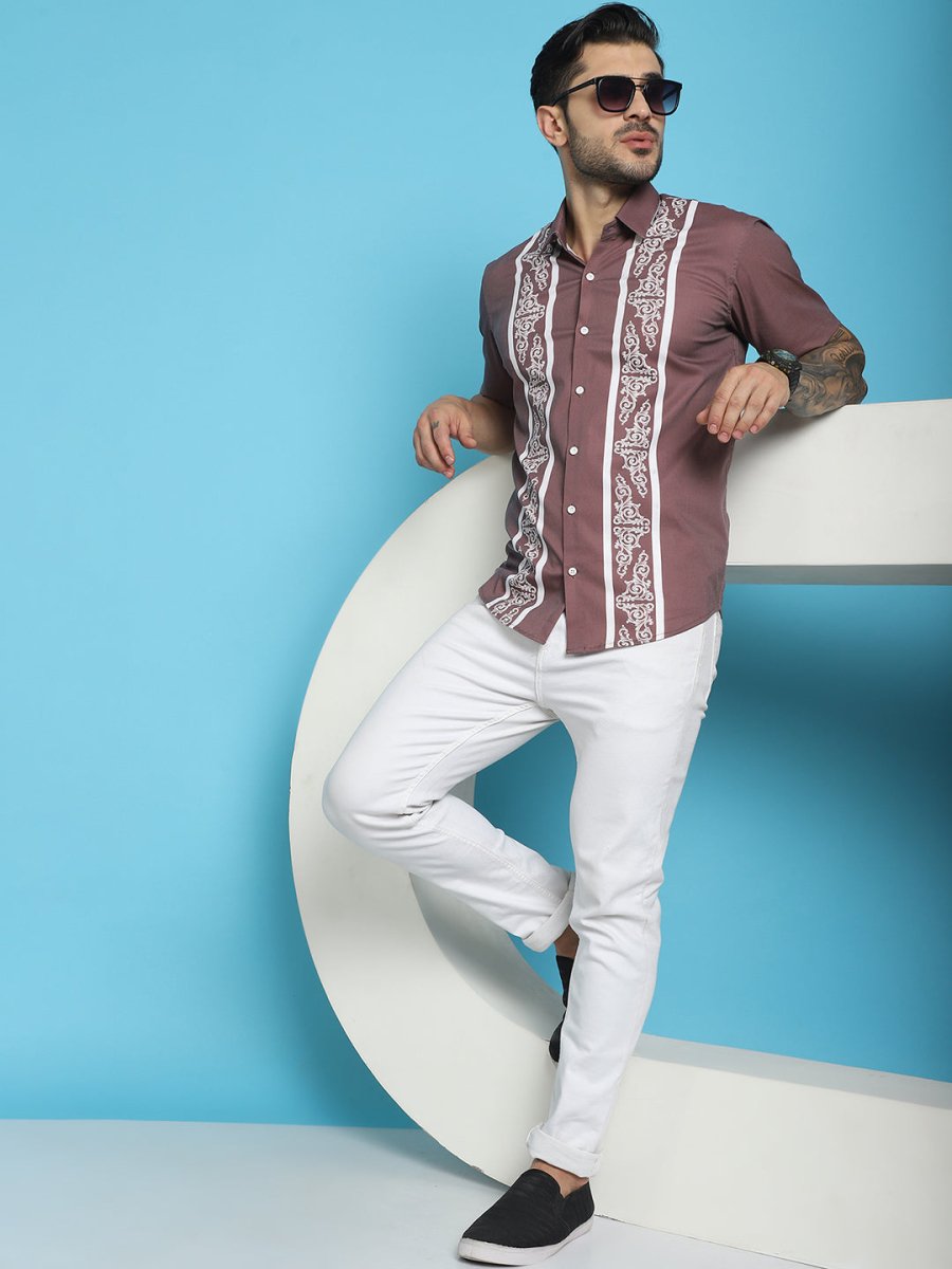 Printed Party Shirt for Men - SF_918Magenta_S