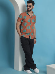 Printed Party Shirt for Men - SF_934Rust_S