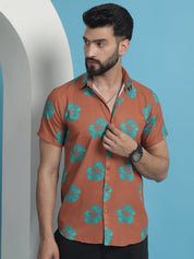 Printed Party Shirt for Men - SF_934Rust_S