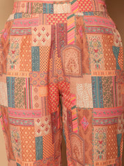 Printed Shirt Collar Shirt With Trouser - JNCS_3013Orange_XS