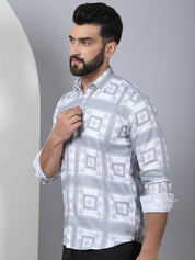 Printed Spread Collar Cotton Casual Shirt for Men - SF_967Light-Grey_S