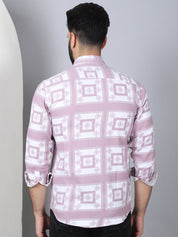 Printed Spread Collar Cotton Casual Shirt for Men - SF_967Magenta_S