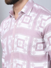 Printed Spread Collar Cotton Casual Shirt for Men - SF_967Magenta_S
