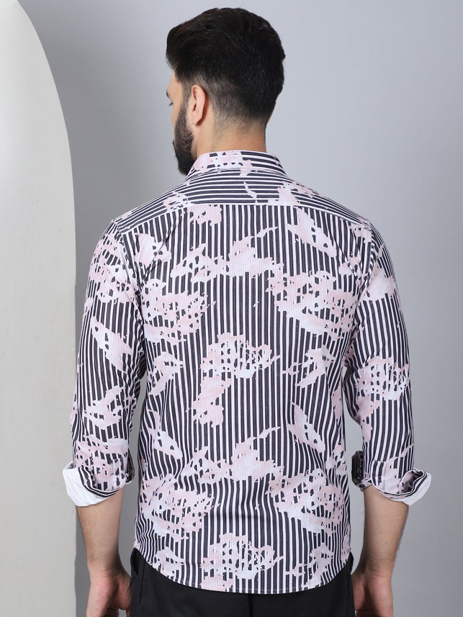 Printed Spread Collar Cotton Casual Shirt for Men - SF_966Grey_S