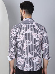 Printed Spread Collar Cotton Casual Shirt for Men - SF_966Grey_S