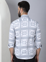 Printed Spread Collar Cotton Casual Shirt for Men - SF_967Light-Grey_S