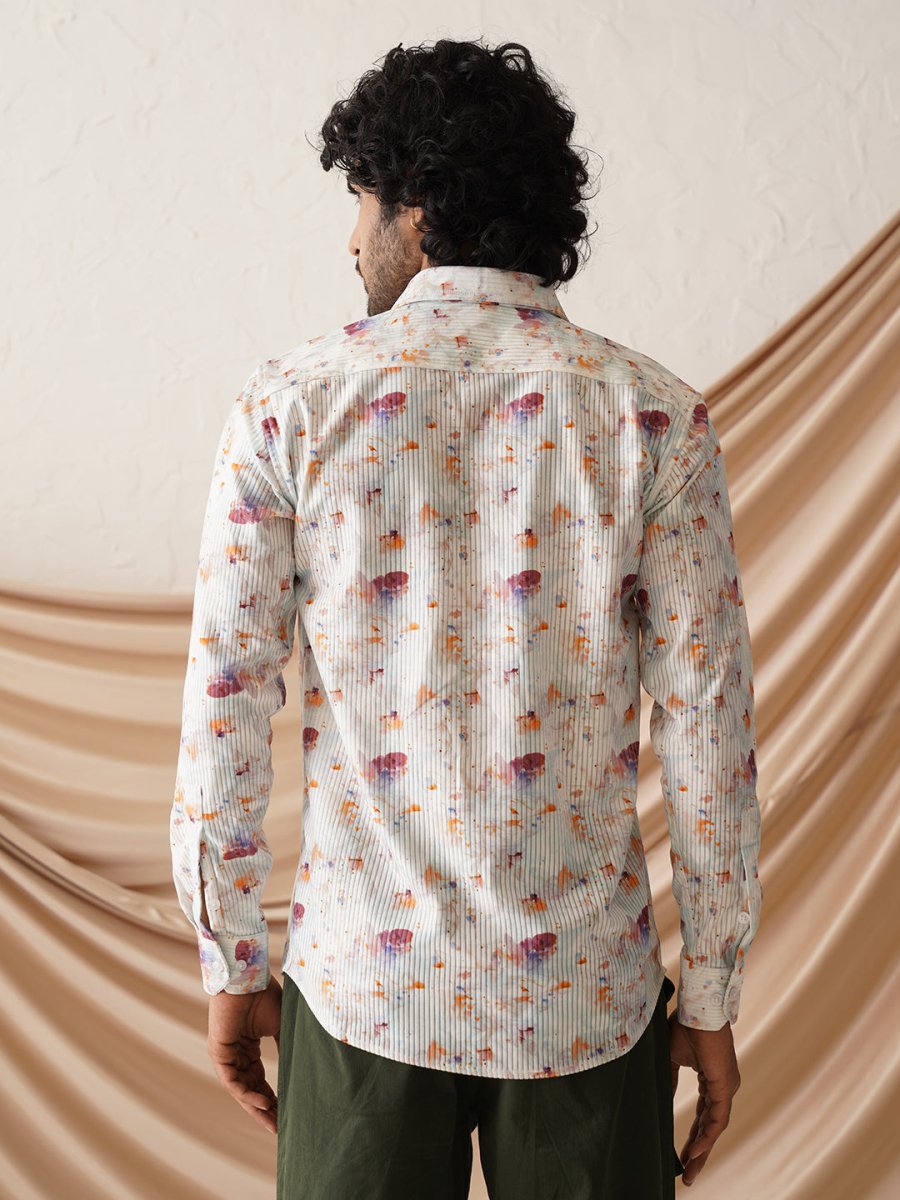 Printed Spread Collar Cotton Casual Shirt for Men - SF_966Wine_S