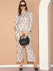Printed Top and Palazzo Co-ords Set for Women - JNCS_3014White_XS