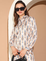 Printed Top and Palazzo Co-ords Set for Women - JNCS_3014White_XS