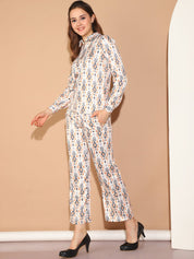 Printed Top and Palazzo Co-ords Set for Women - JNCS_3014White_XS