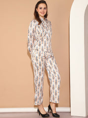 Printed Top and Palazzo Co-ords Set for Women - JNCS_3014White_XS