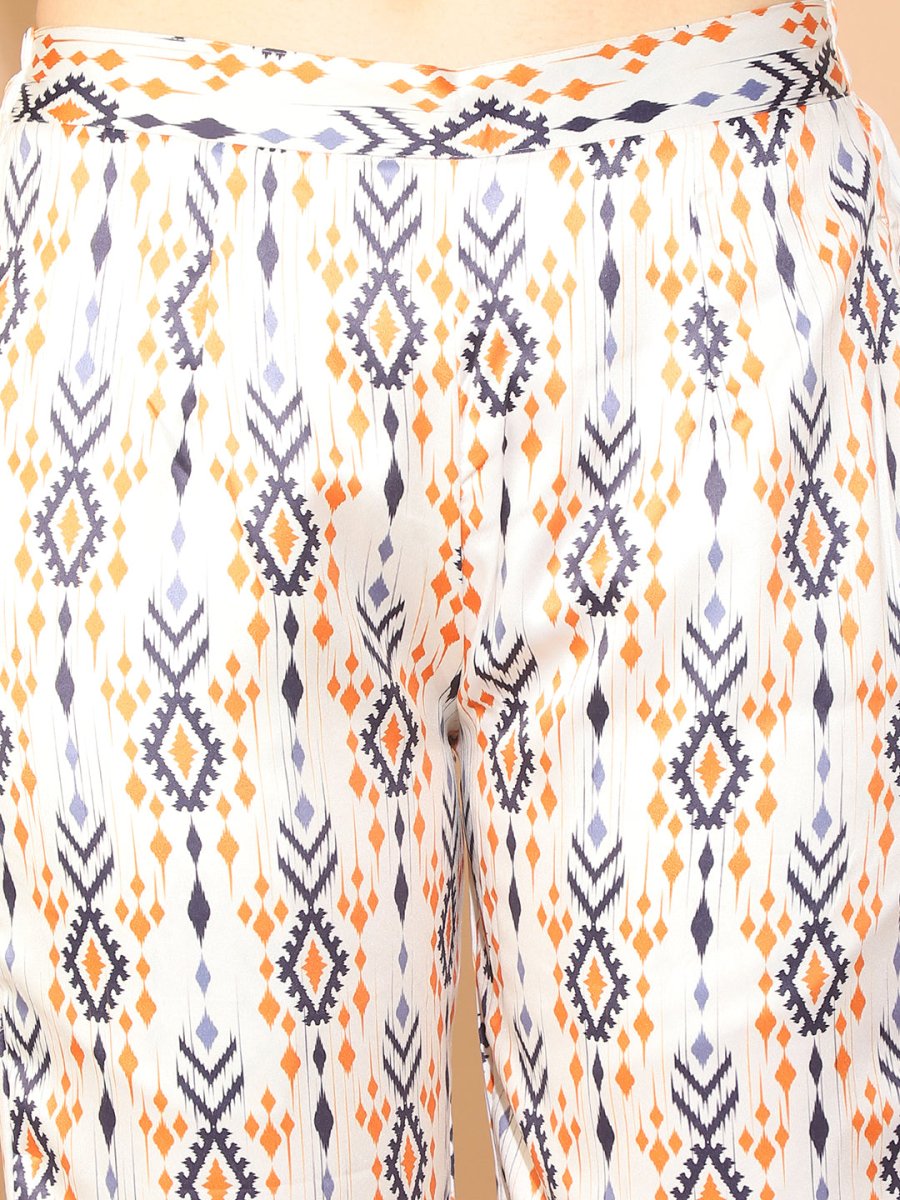 Printed Top and Palazzo Co-ords Set for Women - JNCS_3014White_XS