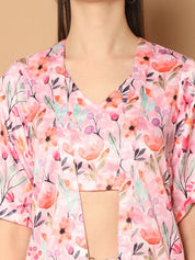 Printed Top With Shorts & shurg - JNCS_3012Pink_XS