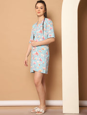 Printed Top With Shorts & shurg - JNCS_3012Blue_XS