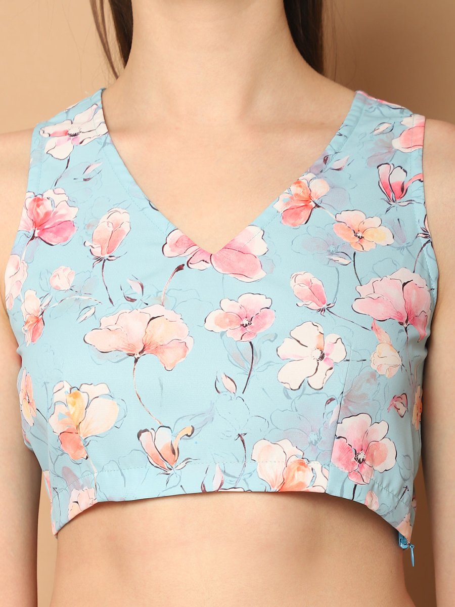 Printed Top With Shorts & shurg - JNCS_3012Blue_XS