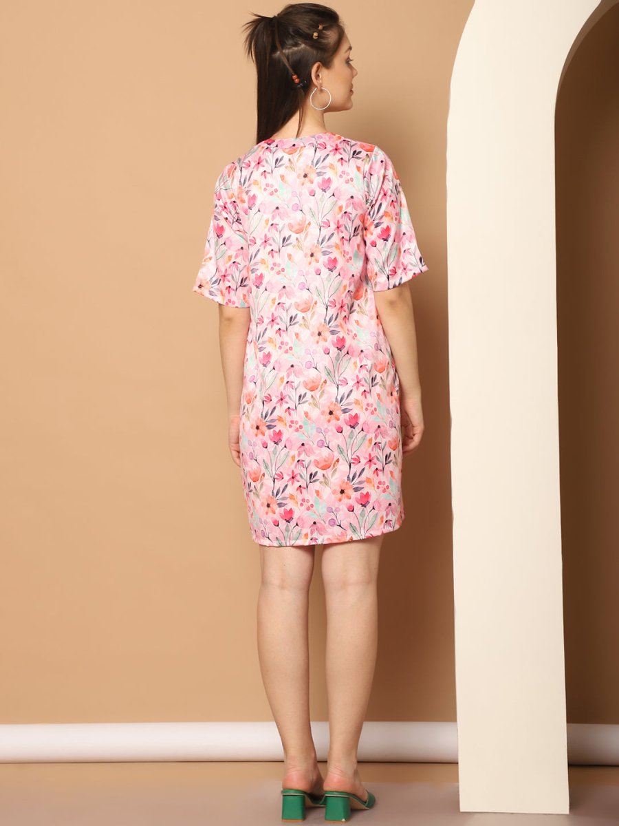 Printed Top With Shorts & shurg - JNCS_3012Pink_XS