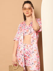 Printed Top With Shorts & shurg - JNCS_3012Pink_XS