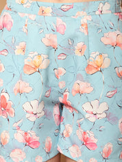 Printed Top With Shorts & shurg - JNCS_3012Blue_XS