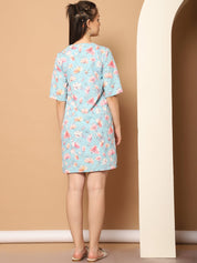 Printed Top With Shorts & shurg - JNCS_3012Blue_XS