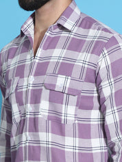Purple Checked Cotton Shirt for Men - SF_951Purple_S