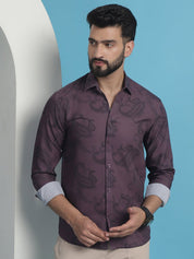 Purple Floral Printed Cotton Casual Shirt - SF_936Purple_S