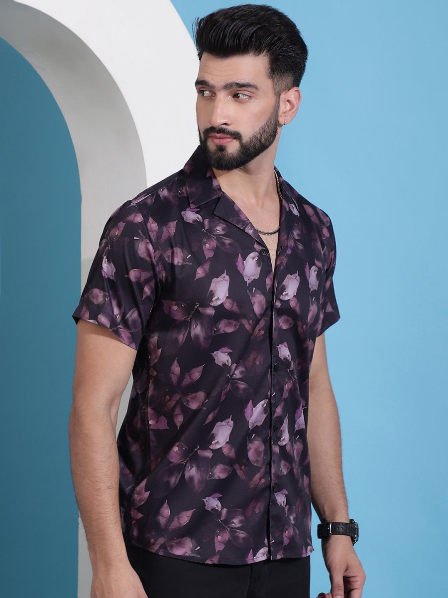Purple Printed Party Shirt for Men - SF_940Purple_S