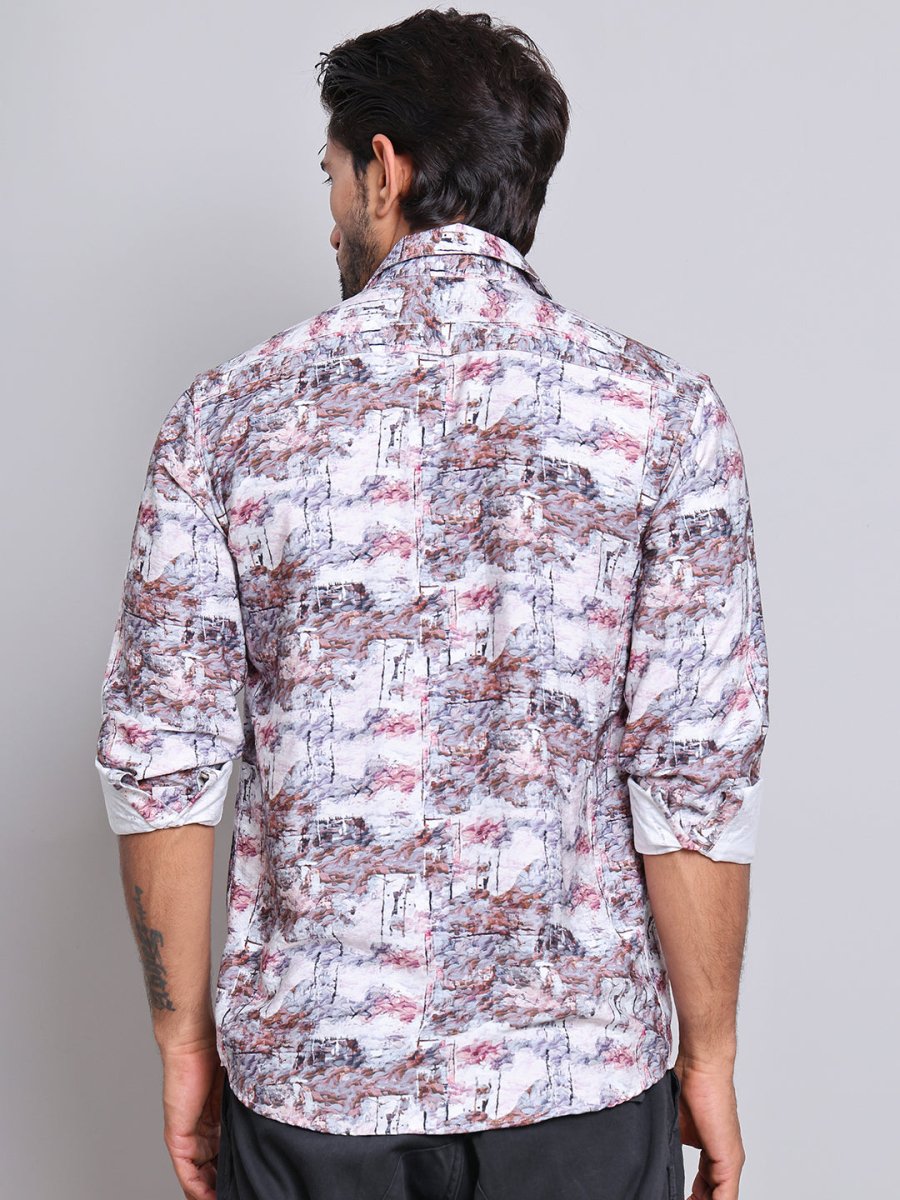 Purple Printed Party Shirt for Men - SF_9021Purple_S